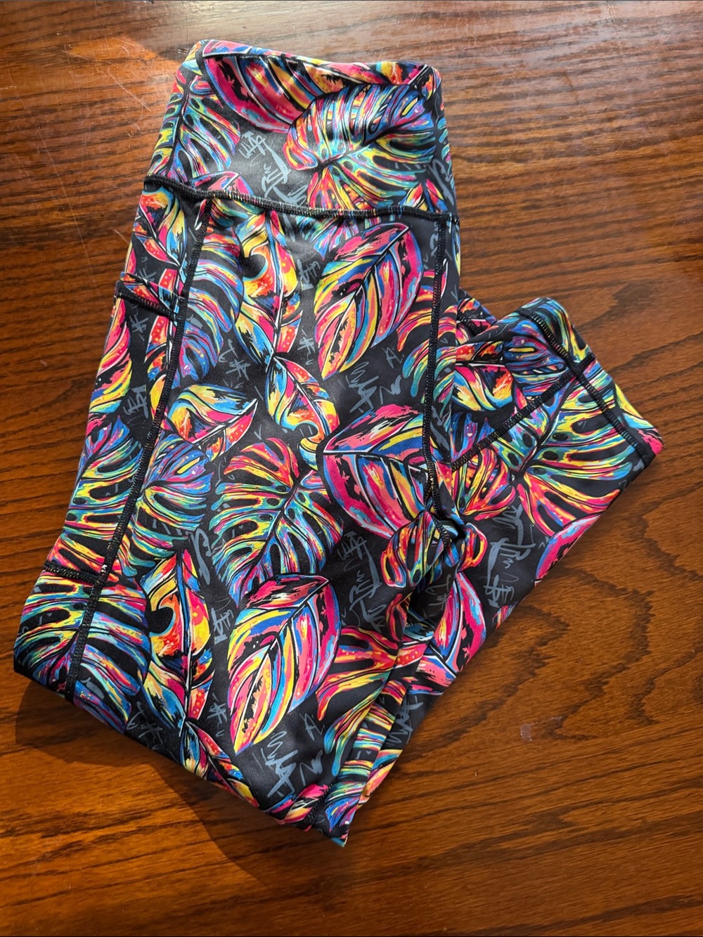 Constantly Varied Gear Neon Tropical Leaf Capris